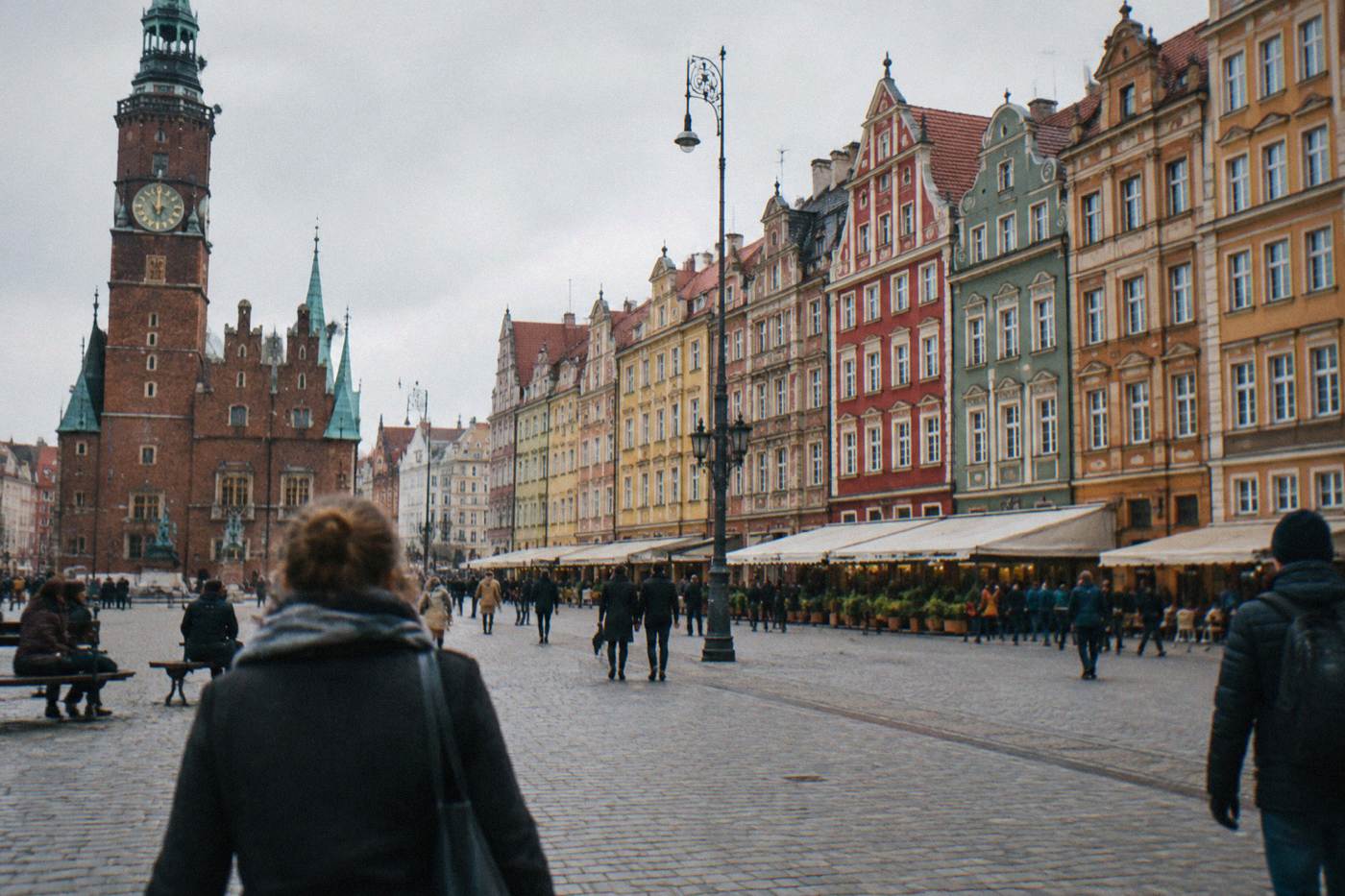 The colorful painted townhouses of Wroclaw Market Square in Lower Silesia, Poland