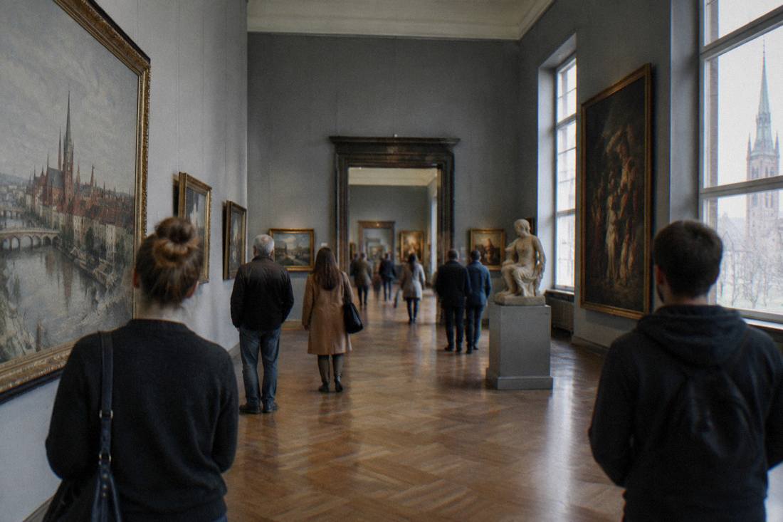 Visitors browsing the gallery halls of the National Museum in Wroclaw