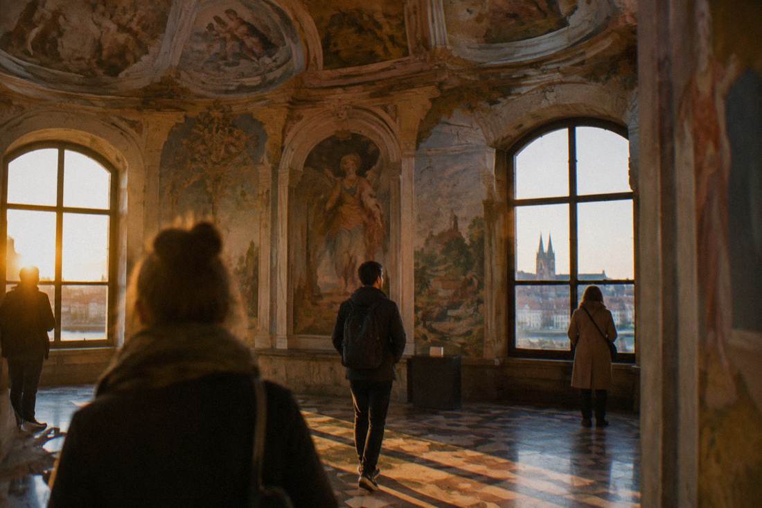 The painted interior of the Four Domes Pavilion gallery in Wroclaw